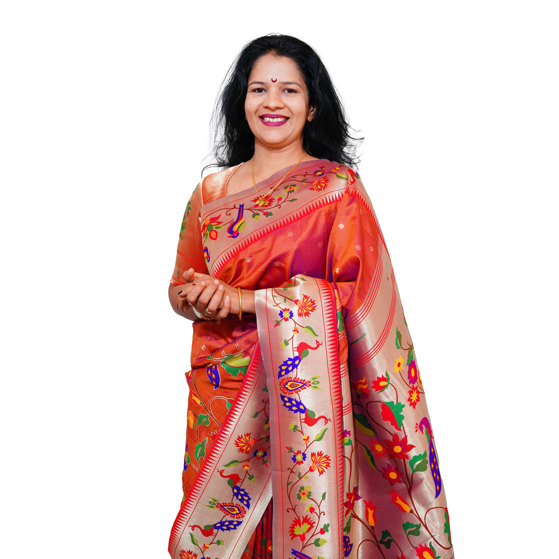 Mayurika Pure Silk Paithani Saree with Royal Floral Bird Pallu