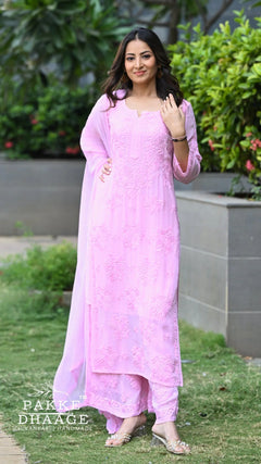 Noor Neelkamal Pure Viscose Chikankari 3D Kurta Set