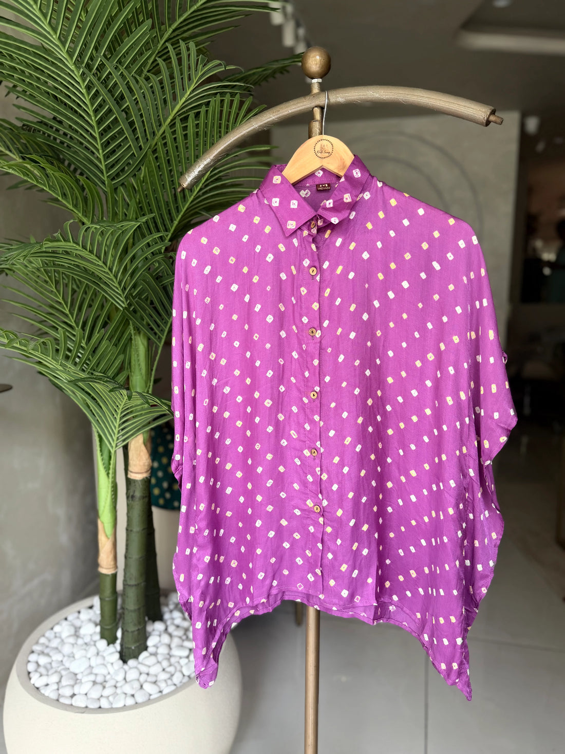 Bandhni Silk Kaftan Shirt