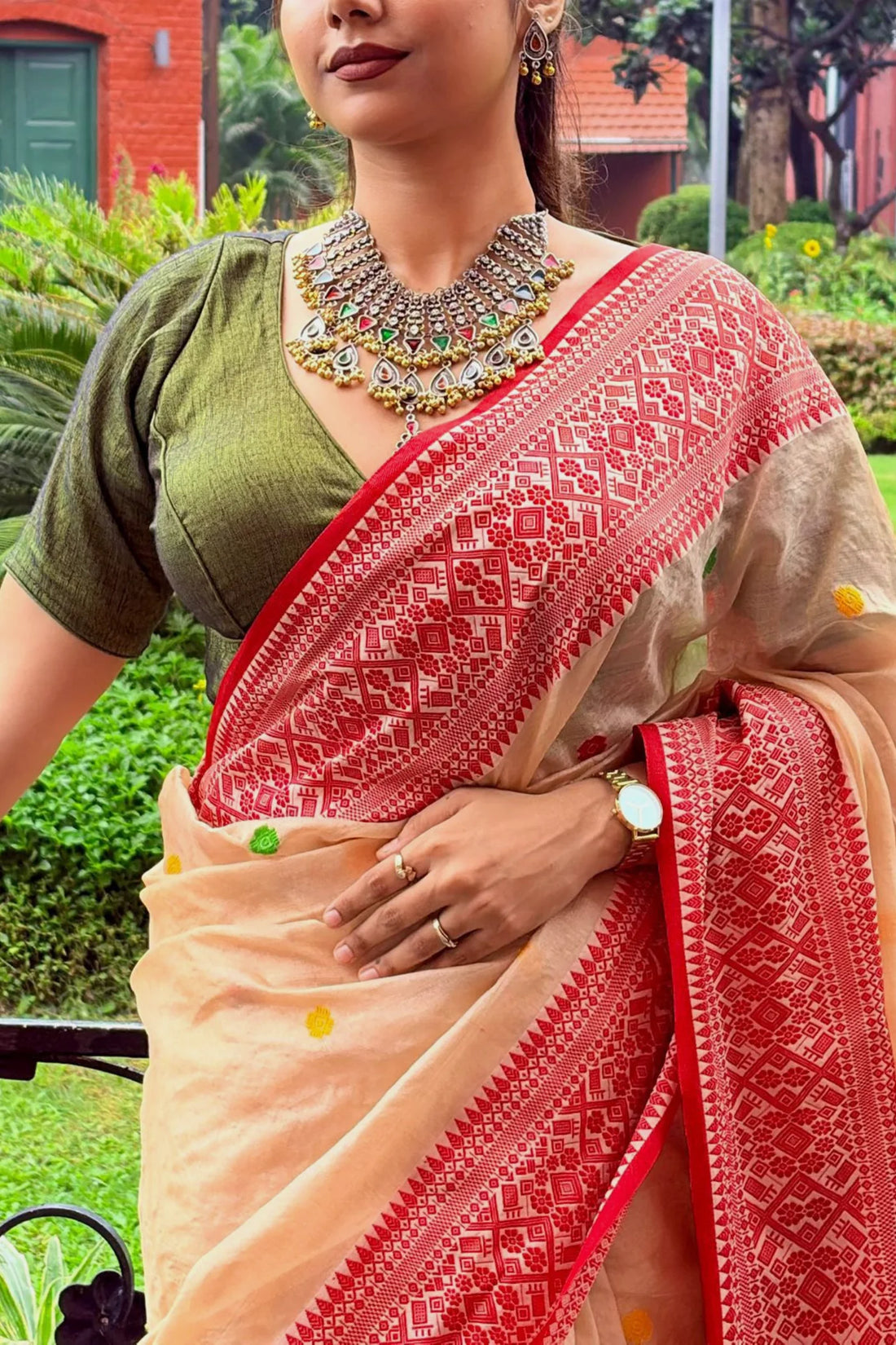 Jamdani Tussar Weave Saree