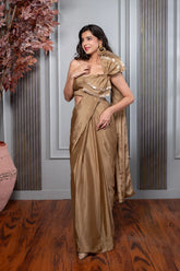 Golden Ready to Wear Saree With Bow – By Reet Lifestyle