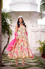 Multi-Shade Chiffon Printed Anarkali Suit Set