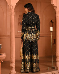 Cotton Rayon Black Mirror Blazer Set