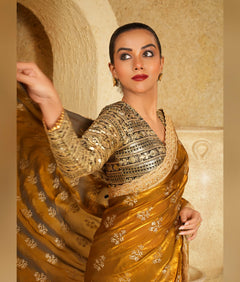 Black and gold georgette blouse