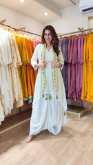 White Drape Dress With Printed Scarf - By Reet Lifestyle