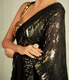 Luxurious black saree for events