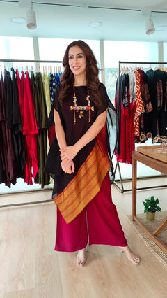 Noir Jamdani 4-Piece Kaftan Co-Ord Set