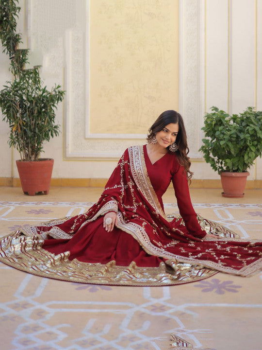 Noor Mehrunisa Embroidered Floor-Length Anarkali Suit Set