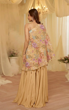 Blush Bloom Embroidered Viscose Crepe Palazzo Set