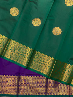Violet Green Kanchipuram Soft Silk Saree