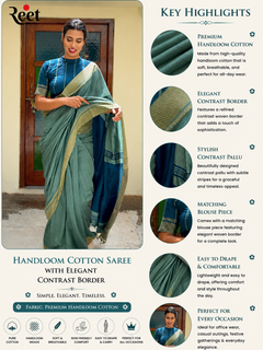 Handloom Cotton Saree with Elegant Contrast Border