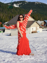 Red & Cream Ruffle Stitched Leheriya Chiffon Saree