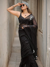 Embroidery Mul Mul Cotton black Saree
