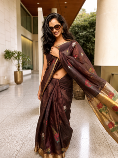 Rajvanshi Silk Linen Jamdani Saree