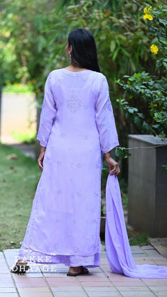 Noor Neelkamal Pure Viscose Chikankari 3D Kurta Set