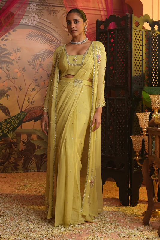 Effortless-Pre-Drape Saree with jacket