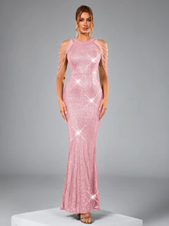 Black Sequinned Party Gown