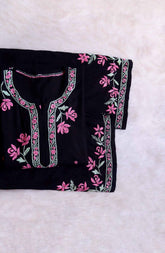 Black and Baby Pink Modal Kurta Set