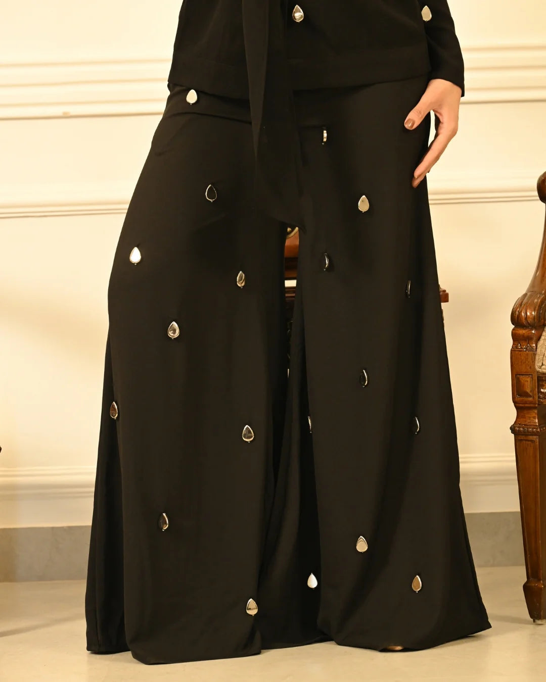 Black Beaded Blazer Co-ord Set