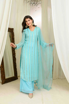 Noor Aab-E-Neel Embellished Kurta Palazzo Set