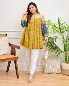 Bloom Lotus Mul Chanderi A-Line Tunic