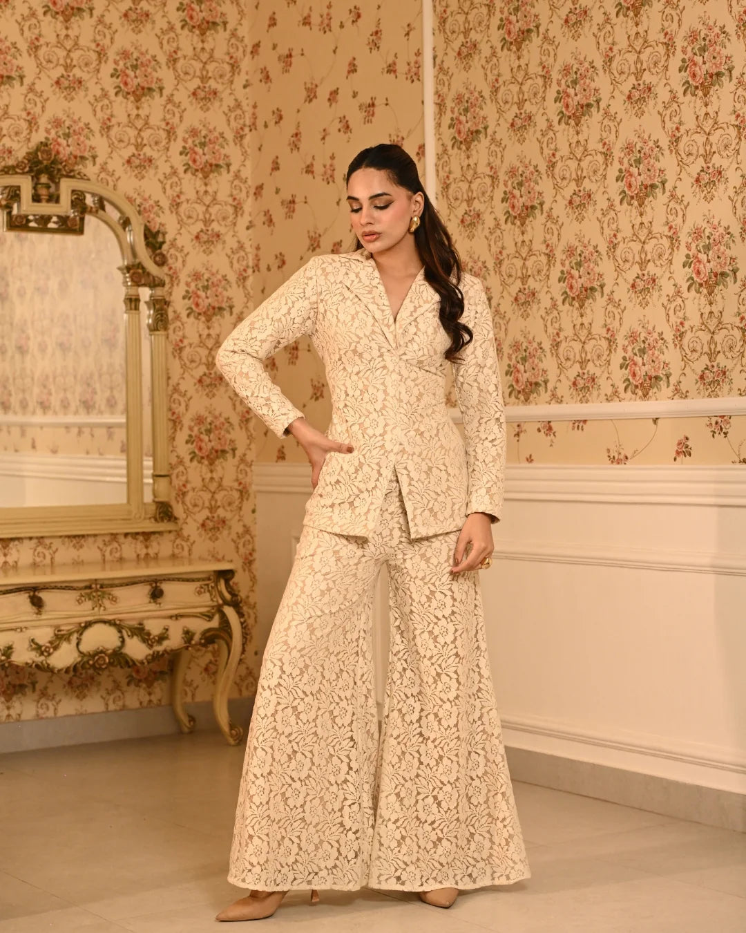 Ivory Lace Blazer Co-ord Set