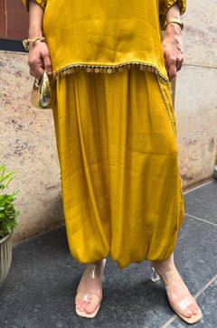 Zariya Mustard Draped Dhoti Set