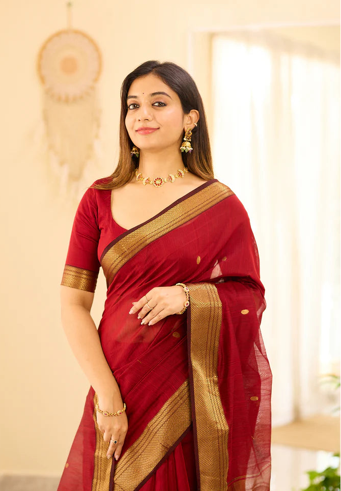 Maheshwari Silk Handloom Cotton Saree