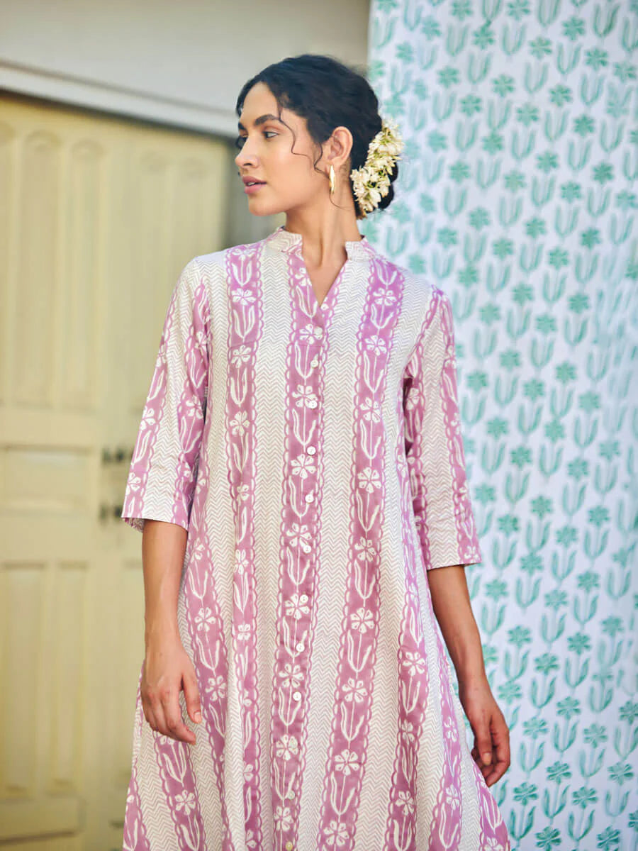 Cotton Kurta pink & Pant Set- By Reet Lifestyle