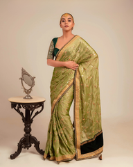 Gaji Silk Deep Green Embellished Blouse