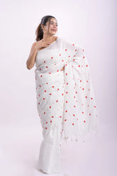 White Love Mulmul Cotton Saree- By Reet Lifestyle