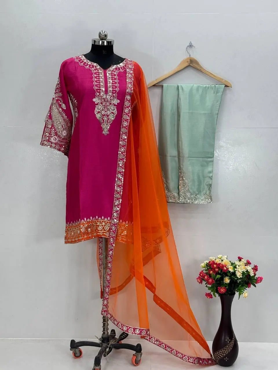 Heavy Chinon Sequence Kurti Palazzo Set – By Reet Lifestyle