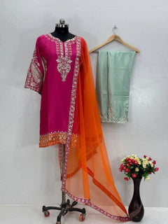 Heavy Chinon Sequence Kurti Palazzo Set – By Reet Lifestyle