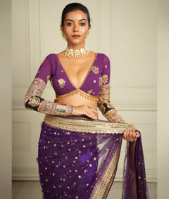 Net embroidery saree