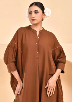 Noor Neeli Mocha Cotton Co-Ord Set