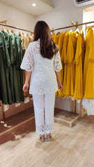 White Cutwork Kurta With Pant And Singlet