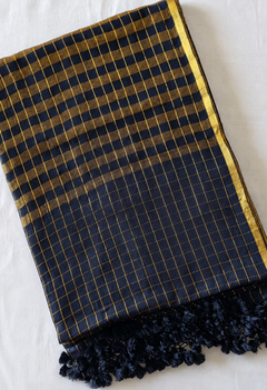 Golden Zari Check Mul Cotton Saree