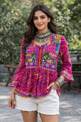 Rangrez Multicolour Embroidered Gypsy Top