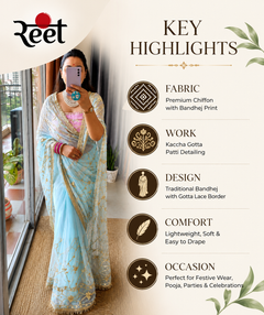 Bandhej Kaccha Gotta Chiffon Saree