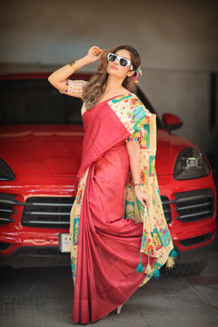 Pomegranate Pop (Mul Cotton Saree)