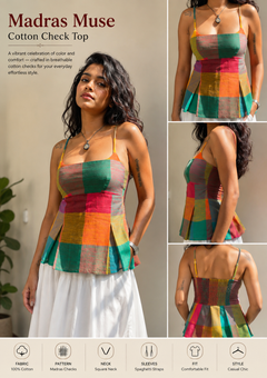 Madras Muse Cotton Check Top