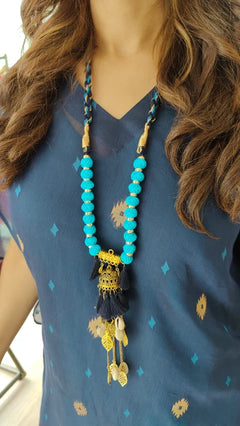 Noor-e-Rang Banarasi Jamdani Kaftan Set with Camisole & Neckpiece
