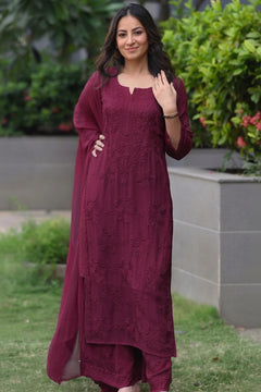 Noor Neelkamal Pure Viscose Chikankari 3D Kurta Set