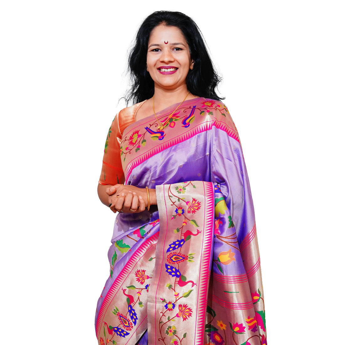 Mayurika Pure Silk Paithani Saree with Royal Floral Bird Pallu