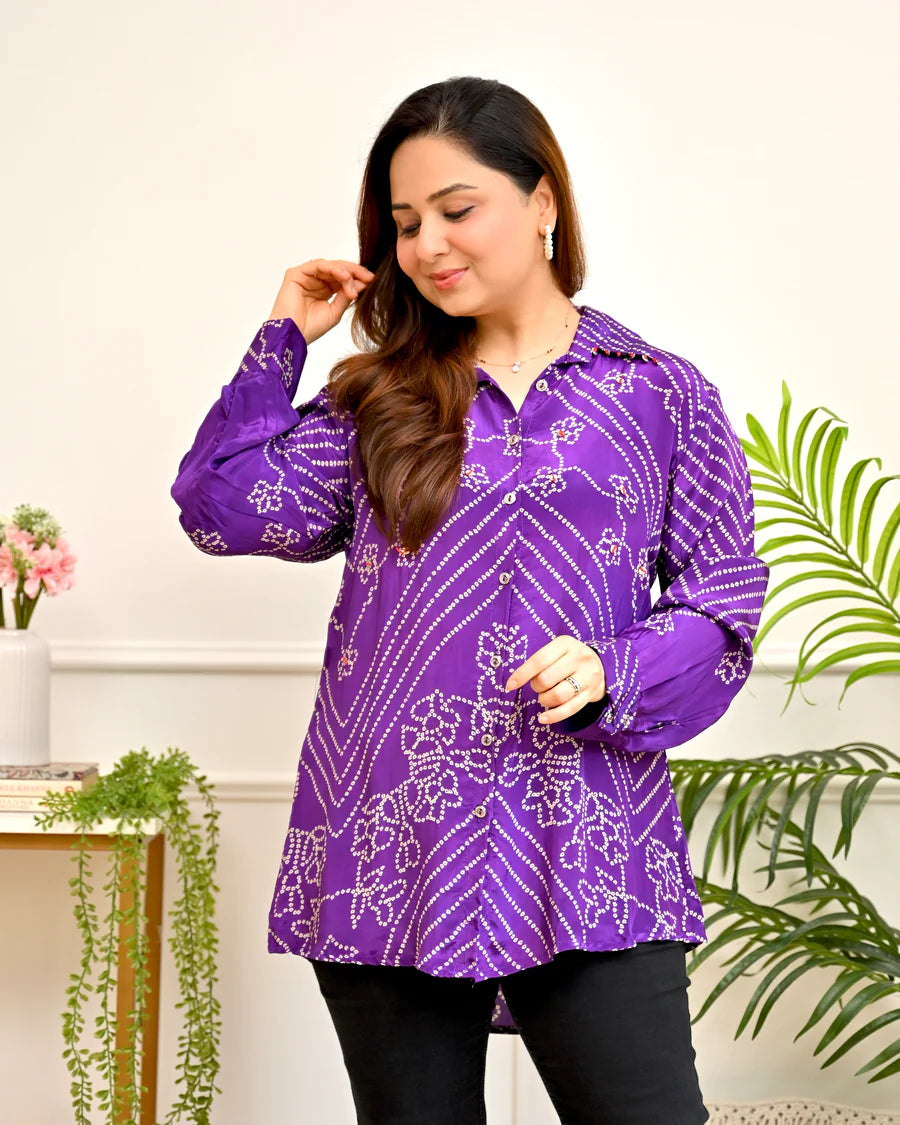 Noor Bandhej Crepe Shirt