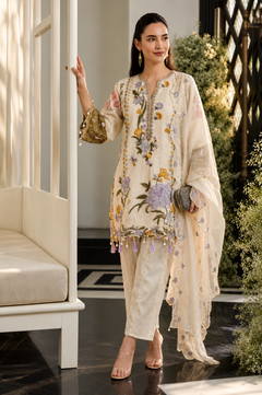 Women's Festive Ivory Embroidered Suit Set