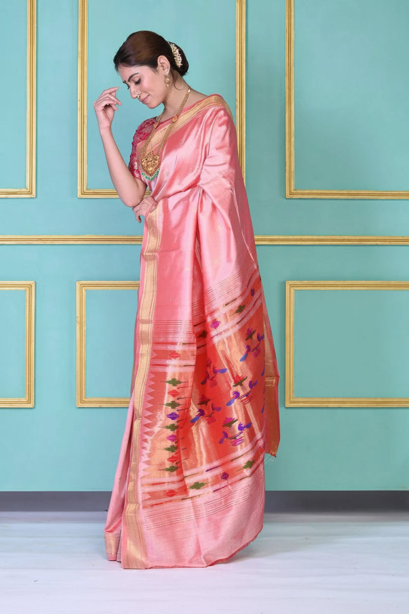 Pure Silk Paithani Saree with Traditional Woven Pallu