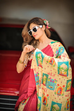 Pomegranate Pop (Mul Cotton Saree)