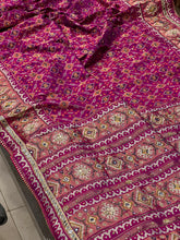 Wineish Purple Patola Hand Embroidery Saree