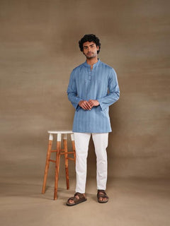Kesarvaan Golden Stripe Short Kurta